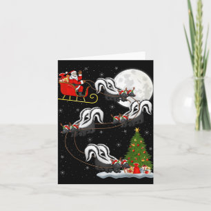 Xmas Tree Lighting Santa Riding Skunk Christmas T  Card