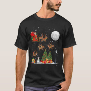 Xmas Tree Lighting Santa Riding sleigh deer Christ T-Shirt