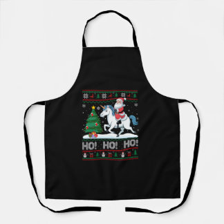 Xmas Tree Lighting Santa Riding Unicorn Christmas  Apron