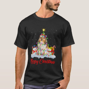 Xmas Tree Lighting Santa Shetland Sheepdog Christm T-Shirt