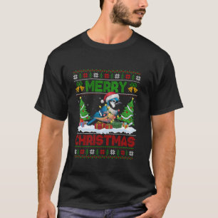 Xmas Tree Lighting Ugly Santa Hat Blue Jay Bird Ch T-Shirt
