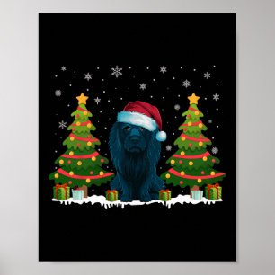 Xmas Tree Lights Afador Dog Santa Hat Christmas Sw Poster