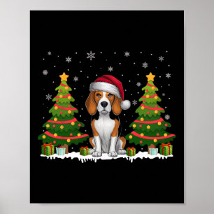 Xmas Tree Lights Beagle Dog Santa Hat Christmas Sw Poster