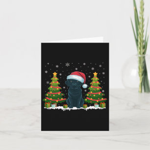 Xmas Tree Lights Black Labrador Dog Santa Christma Card