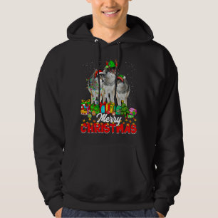 Xmas Tree Lights Christmas Pajama Wolf Animals Lov Hoodie