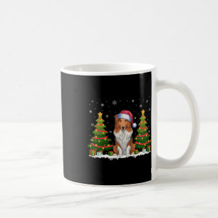 Xmas Tree Lights Collie Dog Santa Hat Christmas Sw Coffee Mug