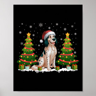 Xmas Tree Lights English Setter Dog Santa Christma Poster