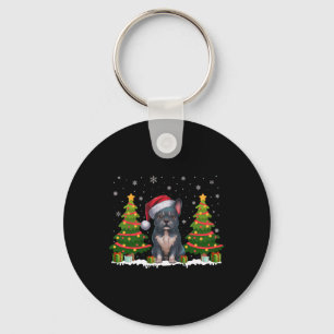 Xmas Tree Lights Frenchie Dog Santa Hat Christmas  Key Ring