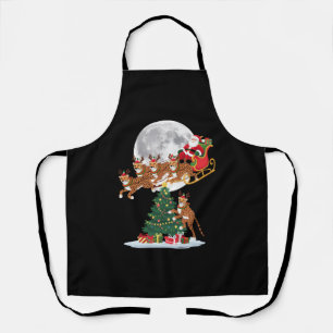 Xmas Tree Lights Funny Santa Riding Cheetah  Apron
