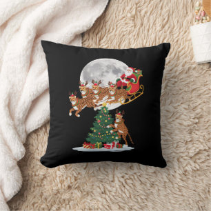 Xmas Tree Lights Funny Santa Riding Cheetah Cushion