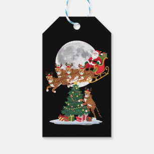 Xmas Tree Lights Funny Santa Riding Cheetah  Gift Tags