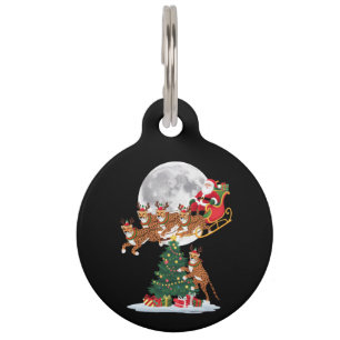 Xmas Tree Lights Funny Santa Riding Cheetah  Pet Tag