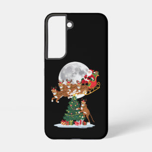Xmas Tree Lights Funny Santa Riding Cheetah Samsung Galaxy Case