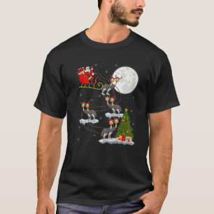 Xmas Tree Lights Funny Santa Riding Emu Bird Chris T-Shirt