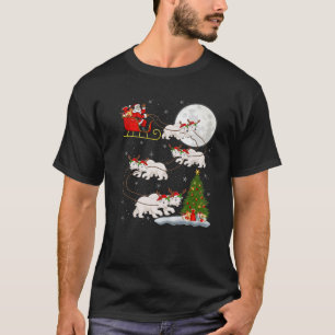 Xmas Tree Lights Funny Santa Riding Polar Bear Chr T-Shirt