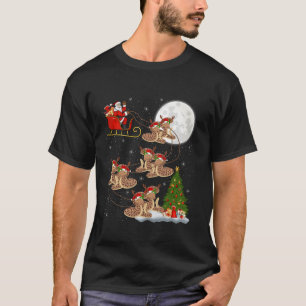 Xmas Tree Lights Funny Santa Riding Snake Christma T-Shirt
