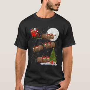 Xmas Tree Lights Funny Santa Riding Wombat Christm T-Shirt