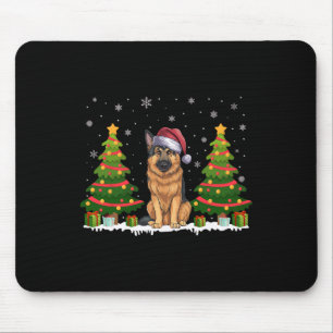 Xmas Tree Lights German Shepherd Dog Santa Christm Mouse Mat