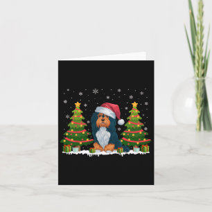 Xmas Tree Lights Havanese Dog Santa Hat Christmas  Card