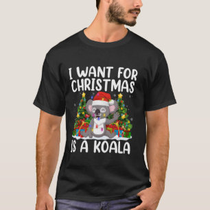 Xmas Tree Lights I Want For Christmas Is A Koala T-Shirt