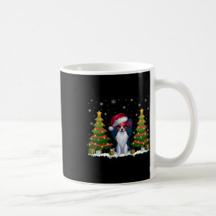 Xmas Tree Lights Papillon Dog Santa Hat Christmas  Coffee Mug