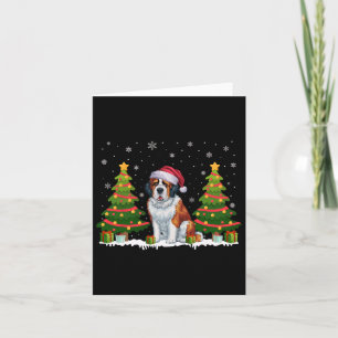 Xmas Tree Lights Saint Bernard Dog Santa Christmas Card