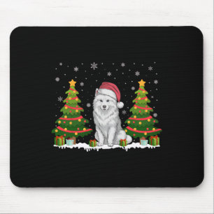 Xmas Tree Lights Samoyed Dog Santa Hat Christmas S Mouse Mat