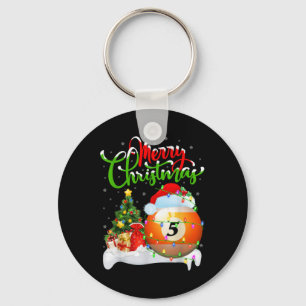 Xmas Tree Lights Santa Hat Billiards Christmas T S Key Ring