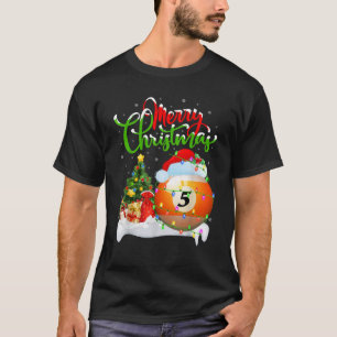 Xmas Tree Lights Santa Hat Billiards Christmas  T-Shirt