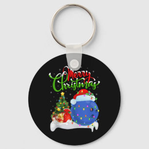 Xmas Tree Lights Santa Hat Bowling Ball Christmas  Key Ring