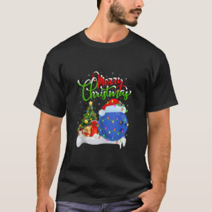Xmas Tree Lights Santa Hat Bowling Ball Christmas  T-Shirt