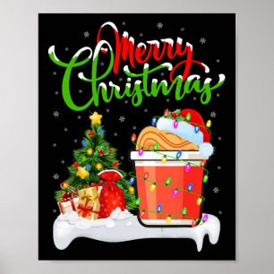 Xmas Tree Lights Santa Hat Fast Food Cup Noodles C Poster