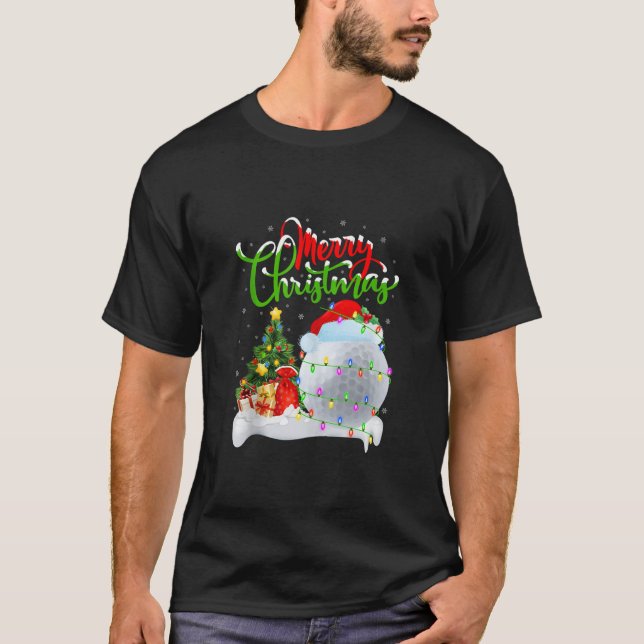 Xmas Tree Lights Santa Hat Golf Christmas Tank Top (Front)