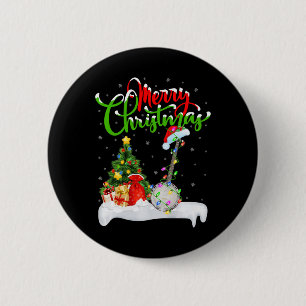 Xmas Tree Lights Santa Hat Musical Banjo Christmas 6 Cm Round Badge