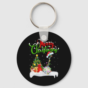 Xmas Tree Lights Santa Hat Musical Banjo Christmas Key Ring