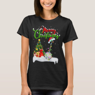 Xmas Tree Lights Santa Hat Musical Banjo Christmas T-Shirt