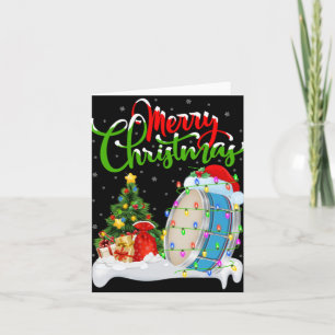 Xmas Tree Lights Santa Hat Musical Drum Christmas  Card