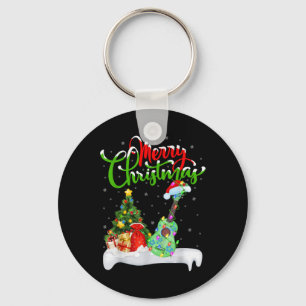 Xmas Tree Lights Santa Hat Musical Ukulele Guitar Key Ring