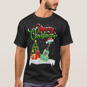 Xmas Tree Lights Santa Hat Musical Ukulele Guitar  T-Shirt