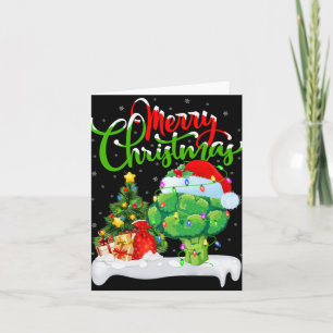 Xmas Tree Lights Santa Hat Vegetable Broccoli Chri Card