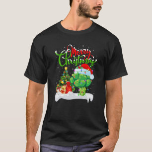 Xmas Tree Lights Santa Hat Vegetable Broccoli Chri T-Shirt