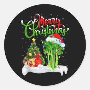 Xmas Tree Lights Santa Hat Vegetable Celery Christ Classic Round Sticker
