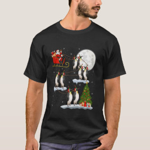 Xmas Tree Lights Santa Riding Emperor Penguin Bird T-Shirt