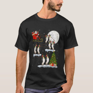 Xmas Tree Lights Santa Riding Emperor Penguin Bird T-Shirt