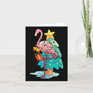 Xmas Tree Lights Tropical Flamingo Animal Christma Card
