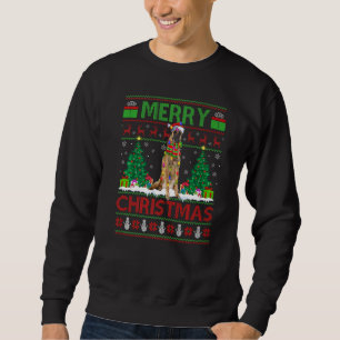 Xmas Tree Lights Ugly Santa Belgian Malinois Dog C Sweatshirt