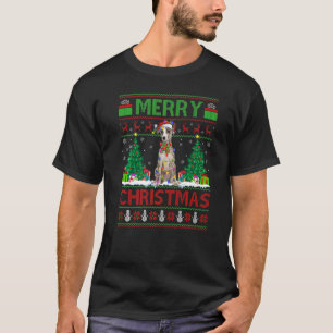 Xmas Tree Lights Ugly Santa Whippet Dog Christmas  T-Shirt