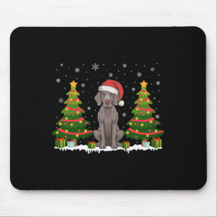 Xmas Tree Lights Weimaraner Dog Santa Hat Christma Mouse Mat