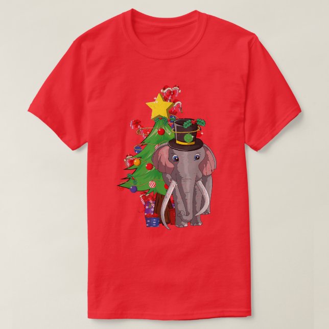Xmas Tree Merry Christmas Zoo Animal Cute Africa E T-Shirt (Design Front)