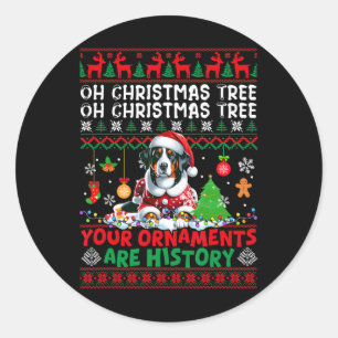 Xmas Tree Ornaments Are History Appenzeller Sennen Classic Round Sticker
